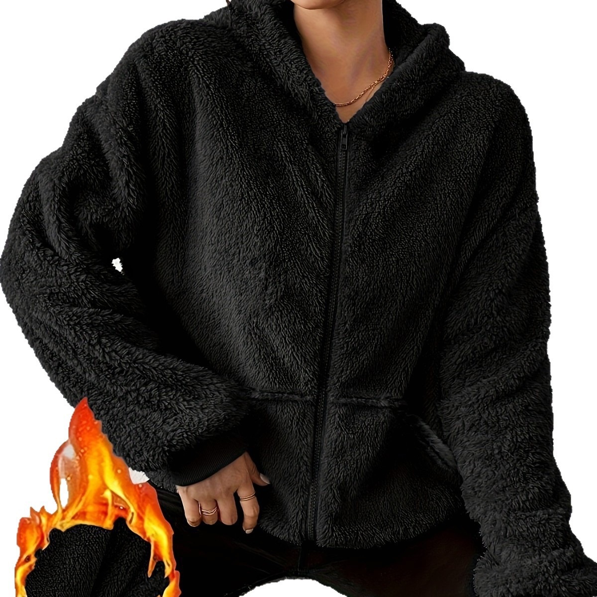 Women's Long Hooded Fleece-Lined Pullover Sweatshirt
