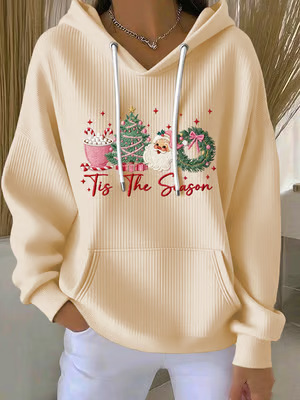 Women's Christmas Santa Tree Ice Cream Print Hoodie