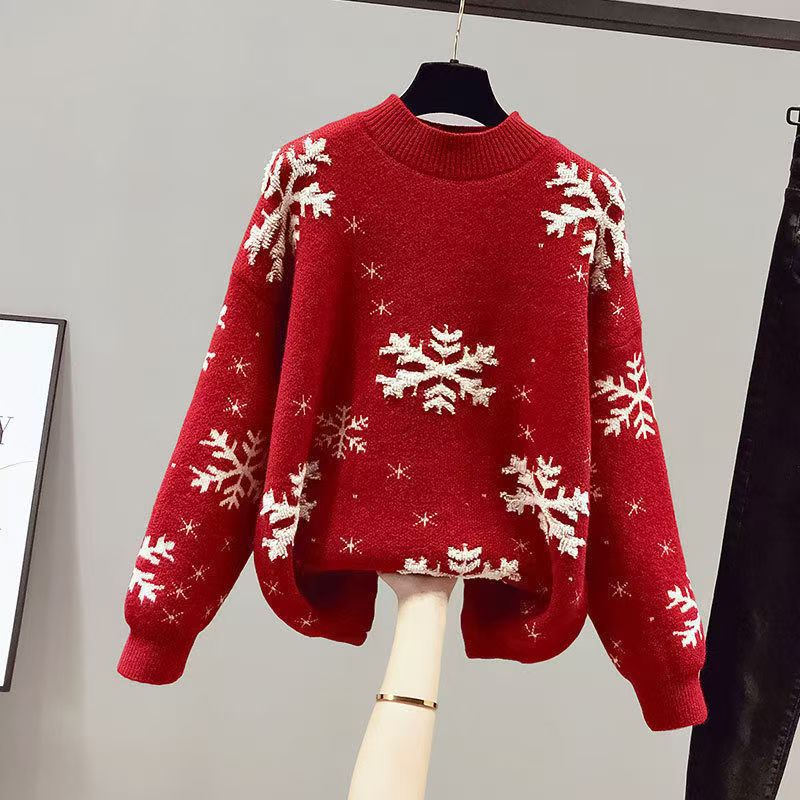 Women's Loose Knit Pullover Sweater Half Turtleneck Long Sleeve