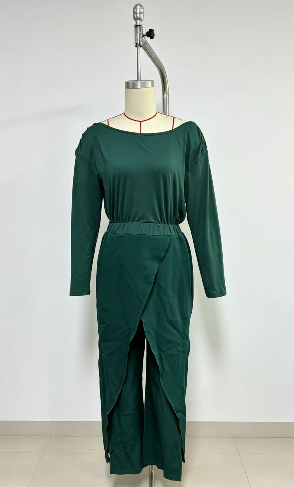 One-Shoulder High-Waist Wide-Leg Jumpsuit with Slit