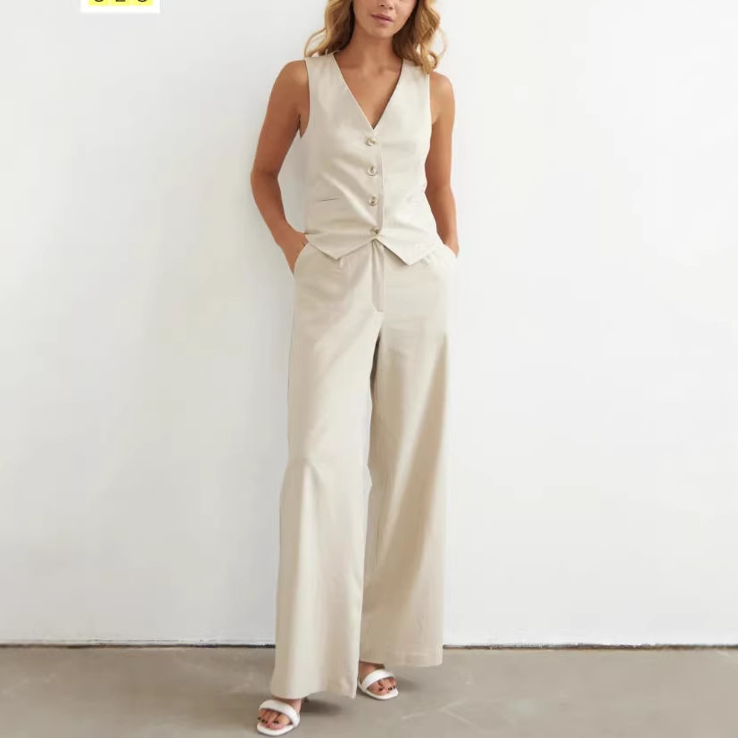 Women's Sleeveless Vest and Pants Two-Piece Casual Set