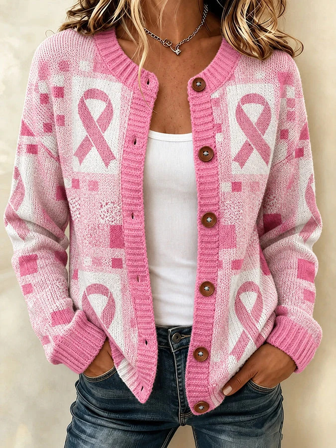 Women's Snowman & Tree Print Button Cardigan Sweater