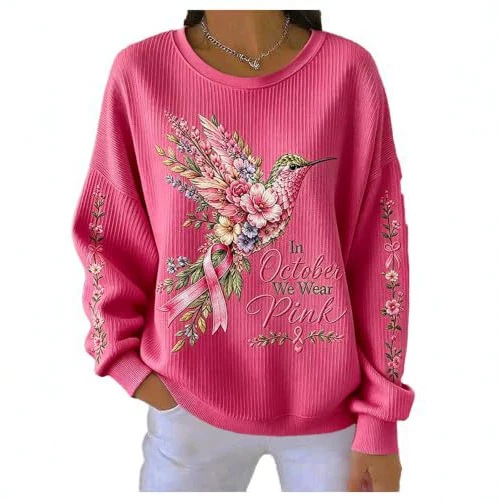 Women's Bird Floral Letter Print Casual Pullover Hoodie