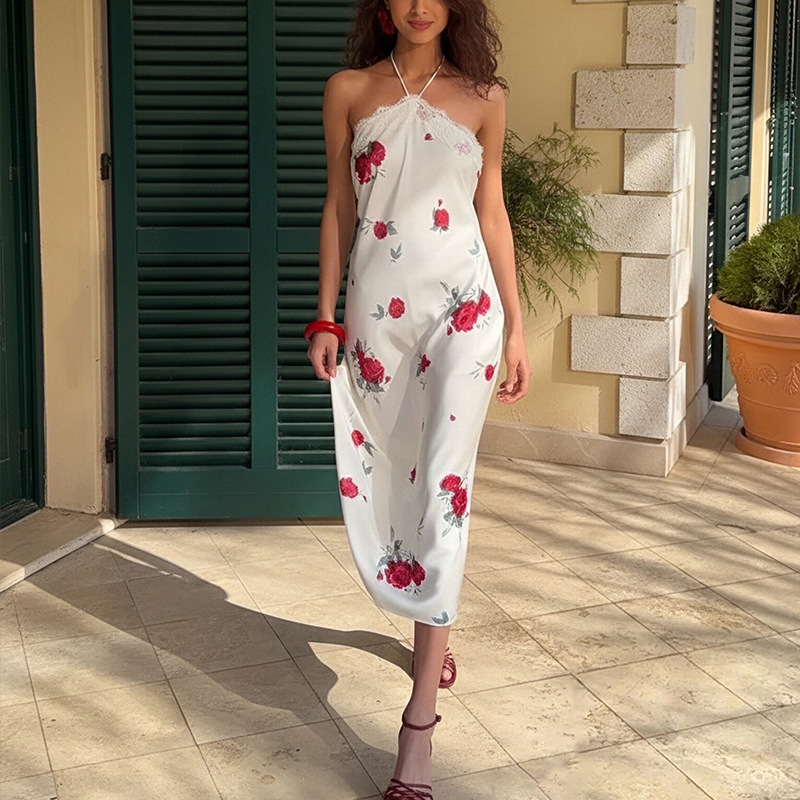 Women's Summer Halter Lace Bodycon Dress