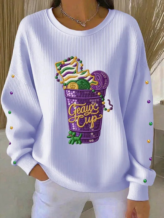 Iris Royal Print Women's Crewneck Sweatshirt