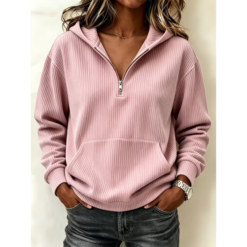 Half-Zip Hooded Sweatshirt Lazy Casual Long Sleeve
