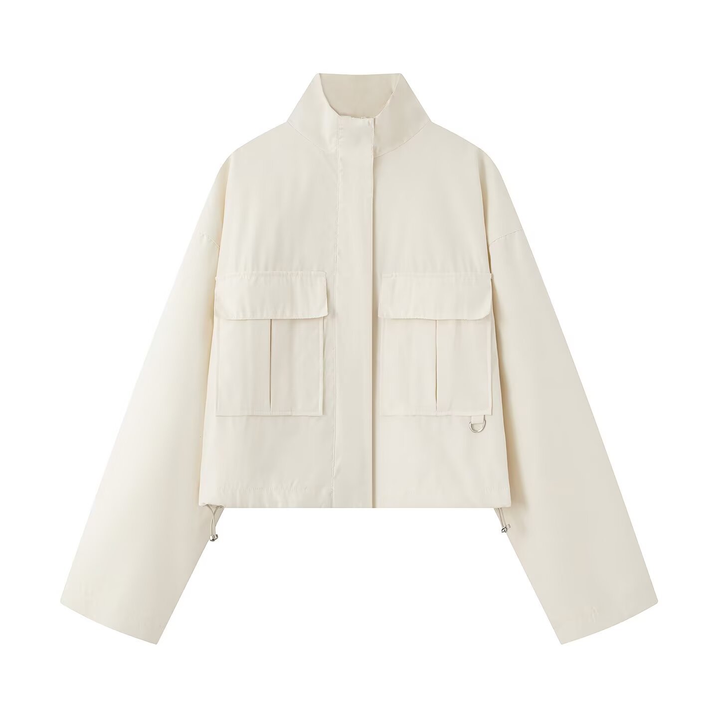 Women's Loose High Neck Zip Jacket with Pockets