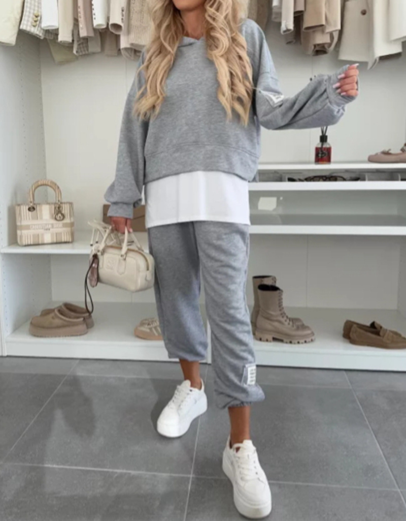 Women's Hooded Colorblock Casual Tracksuit Set Long Sleeve