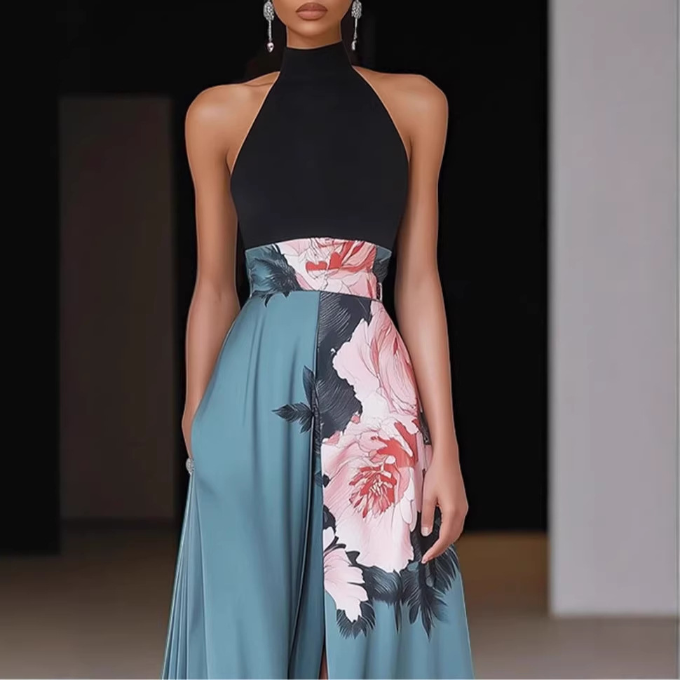 Sleeveless Digital Print Maxi Dress