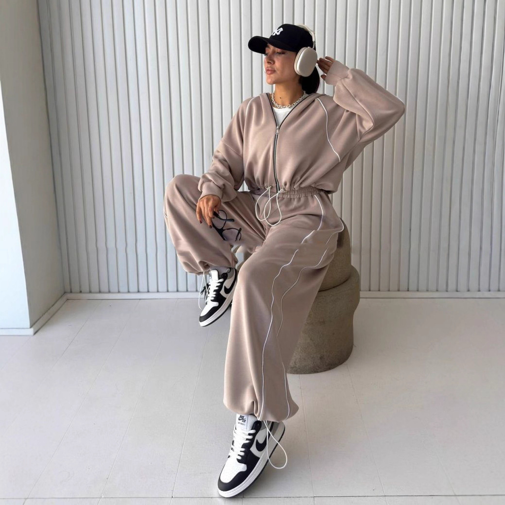 Women's Colorblock Hooded Zip Sweatshirt & Straight-Leg Pants Set