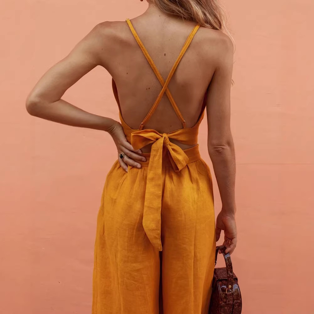 Women's Sleeveless Cami & Pants Set Solid Color Woven