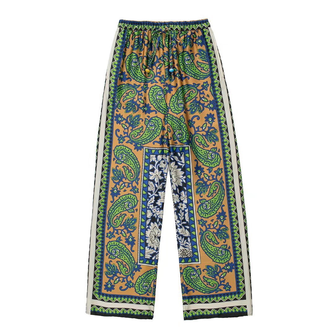 Women's Flowy Printed Shirt & Lounge-Style Pants Set