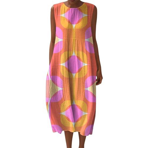 Women's Vintage Floral Print Sleeveless Midi Dress