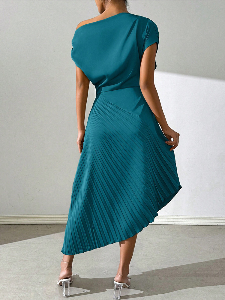 Elegant One-Shoulder Ruched Bodycon Dress with Asymmetrical Hem