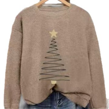 Women's Christmas Tree Light Print Crewneck Sweatshirt