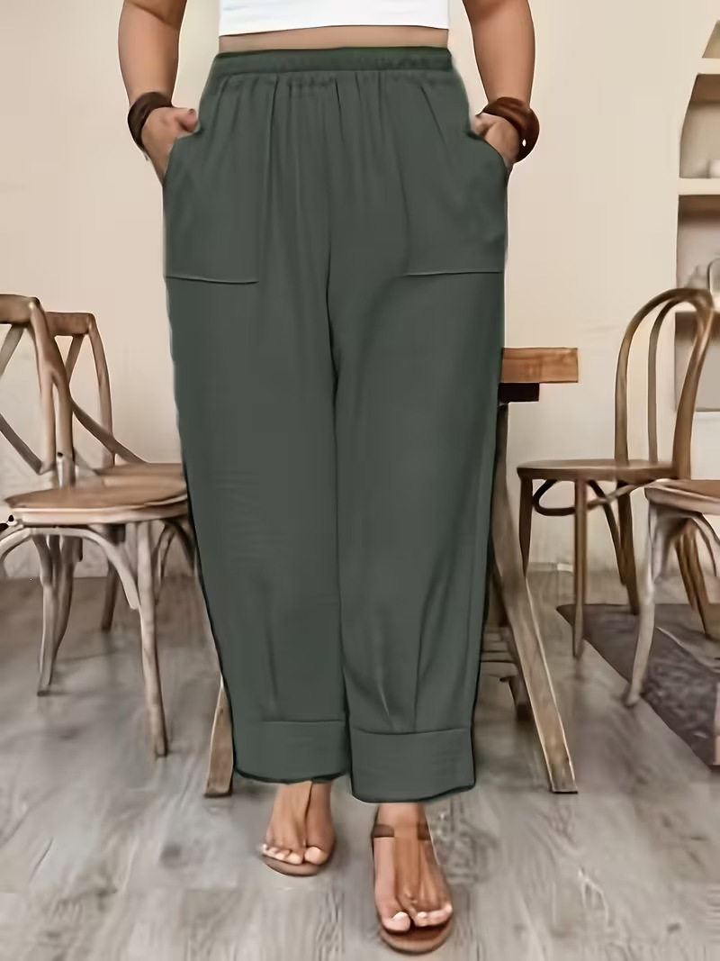 Women's Casual Loose Carrot Pants Plus Size Solid Color
