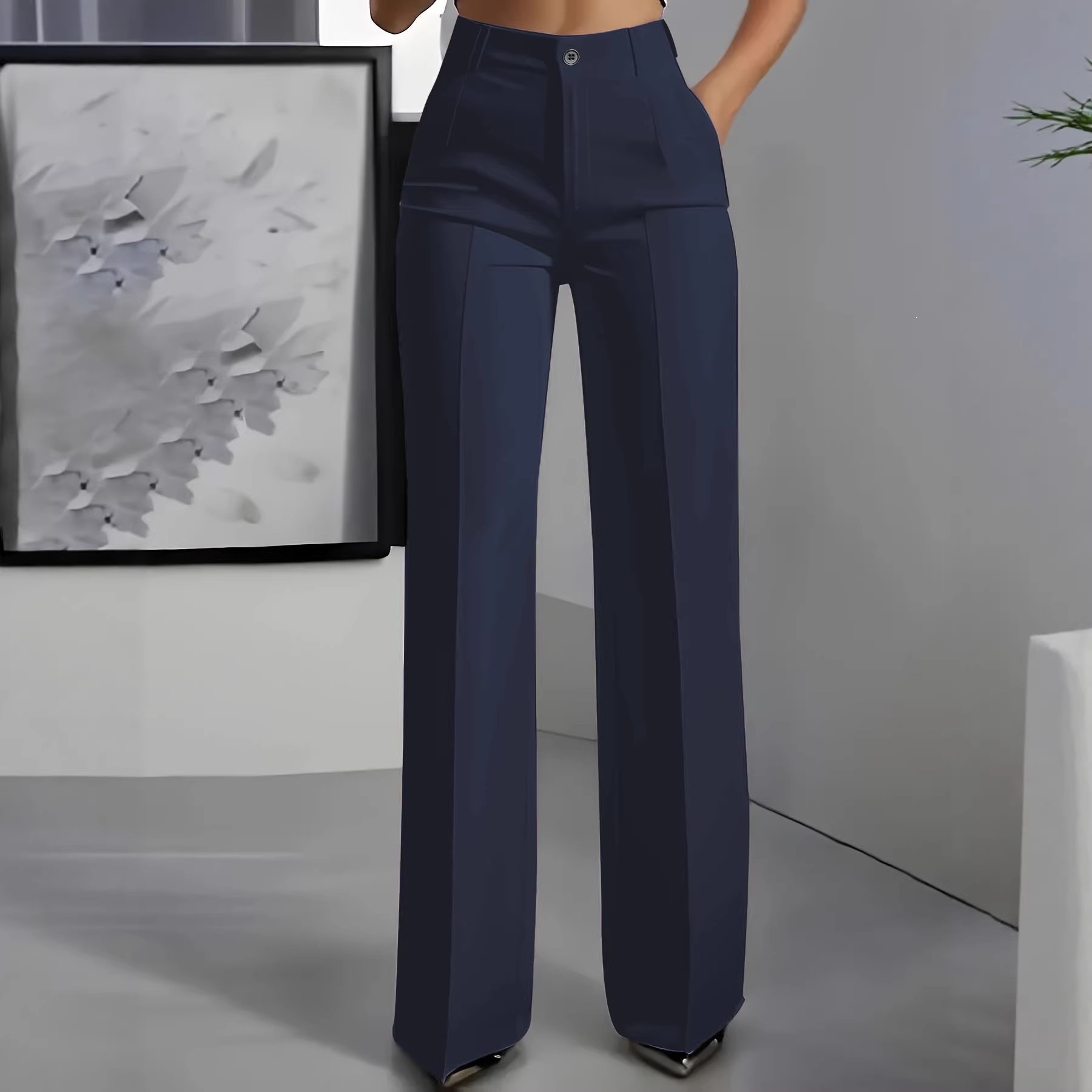 Women's Plus Size High Waist Straight Leg Dress Pants