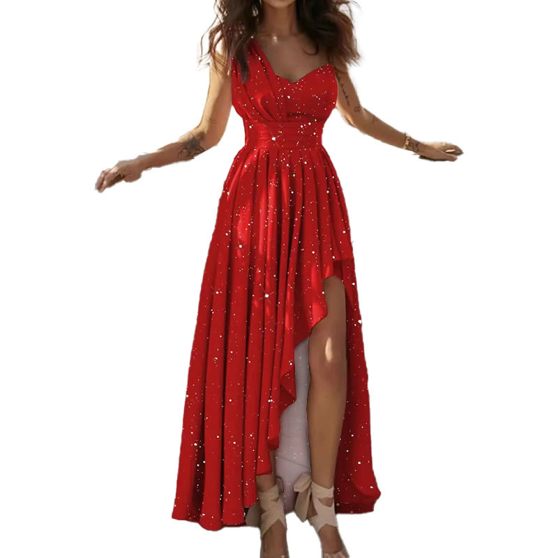 Elegant One-Shoulder High-Waist Asymmetrical Dress