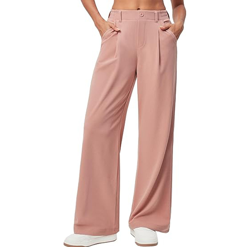 High-Waist Wide-Leg Drapey Casual Pants for Women