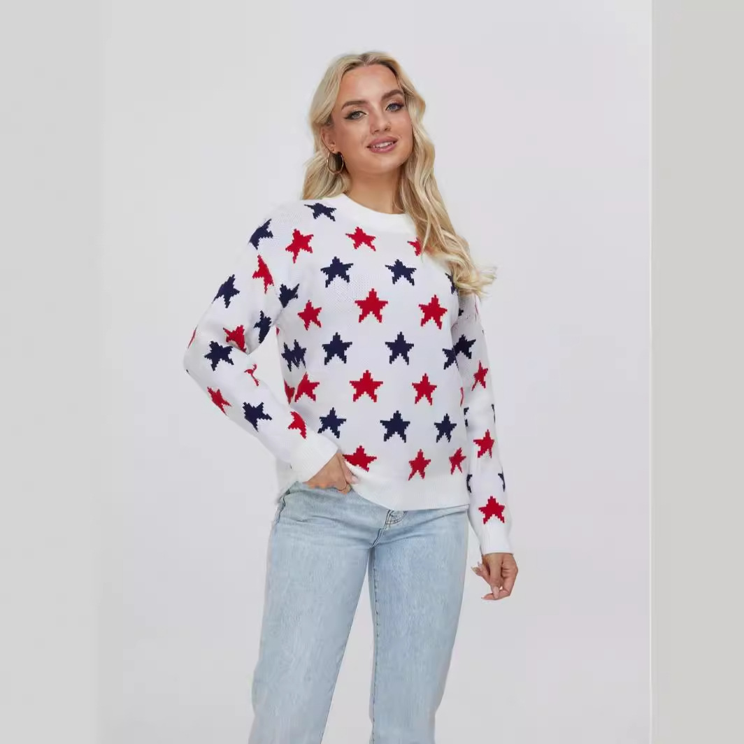 Mosaic Star Pattern Pullover Sweater
