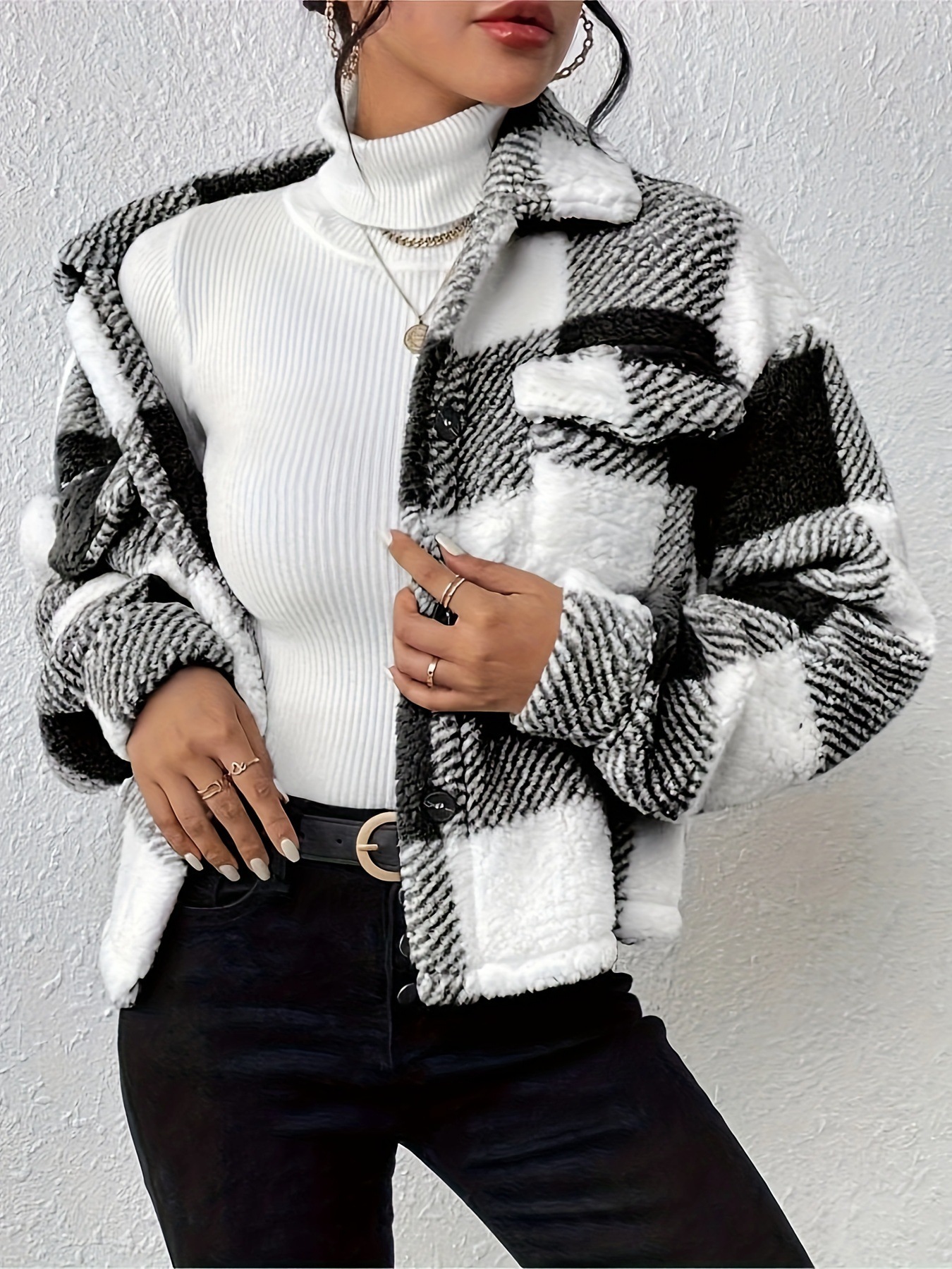 Double-Sided Fleece Button Cardigan with Patch Pockets
