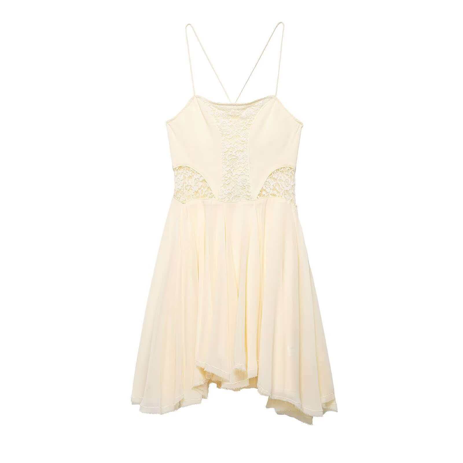 Women's Cross Strap Asymmetric Hem Cami Dress