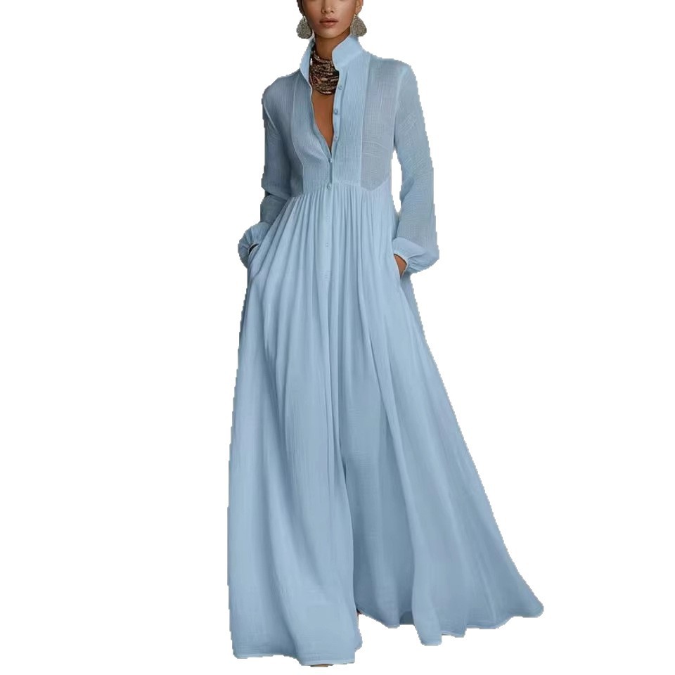Women's Summer Beach Vacation Solid Color Long Dress