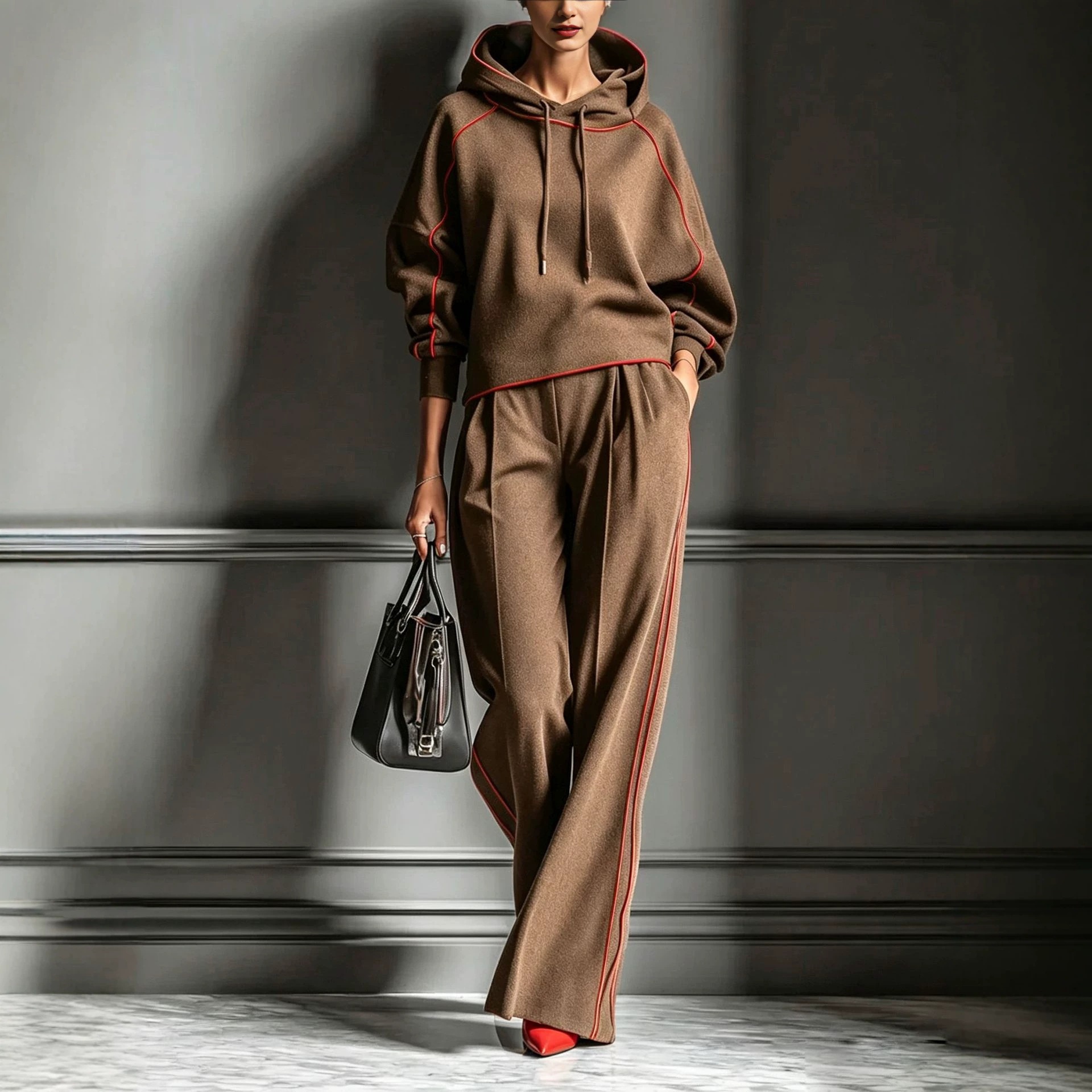 Loose Fit Long Sleeve Hoodie and Pants Two-Piece Set