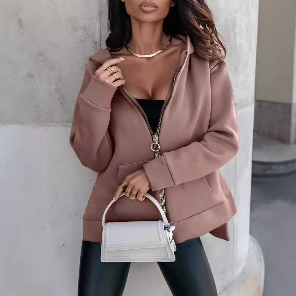 Women's Zip-Up Hoodie with Pockets Loose Fit Casual Sweatshirt