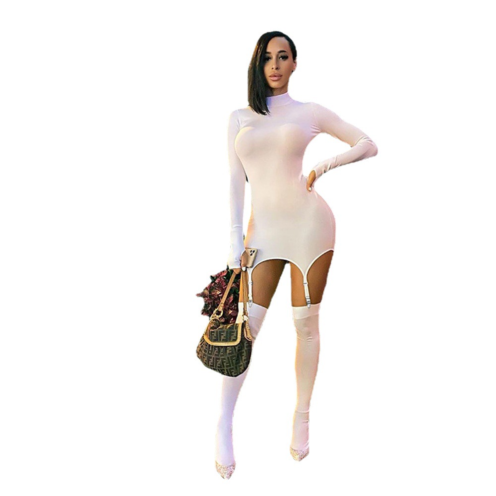 Women's Sexy Slim High Neck Two-Piece Dress Set