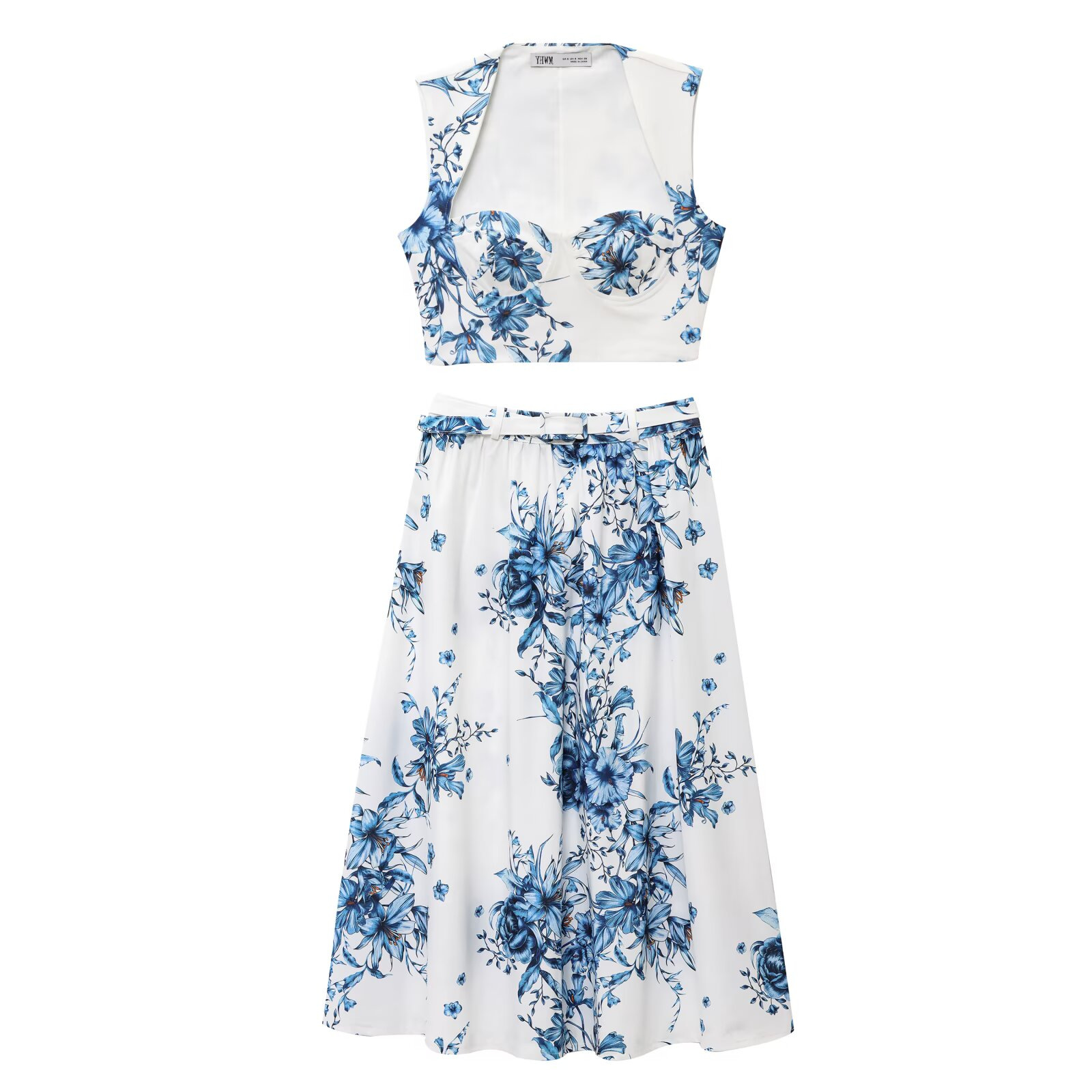 Women's Floral Print Halter Neck Dress Set