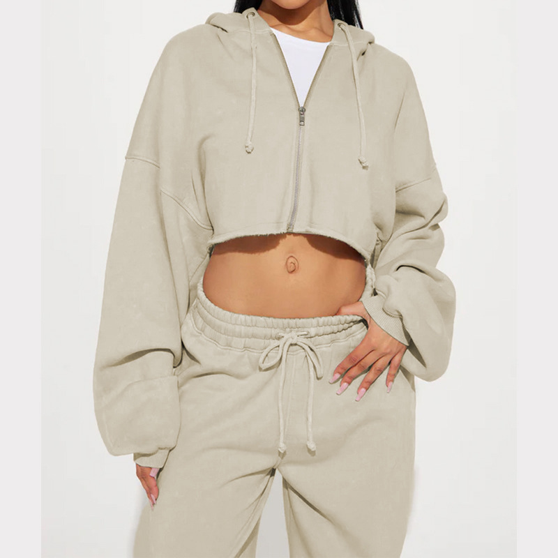 Women's Long Sleeve Zip-Up Sweatsuit Set Casual Streetwear