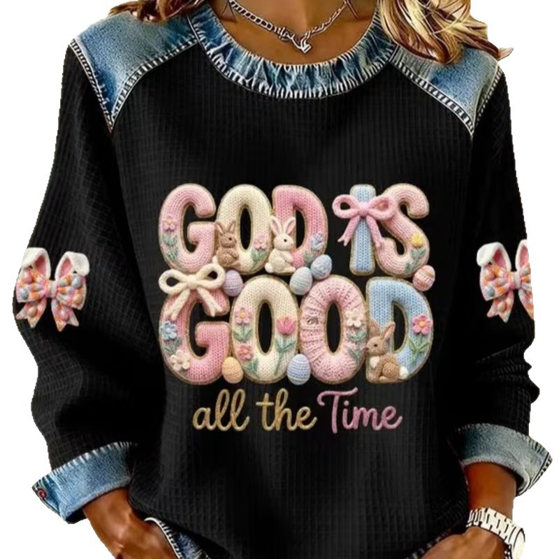 Women's God Is Good Colorful Letter Print Sweatshirt