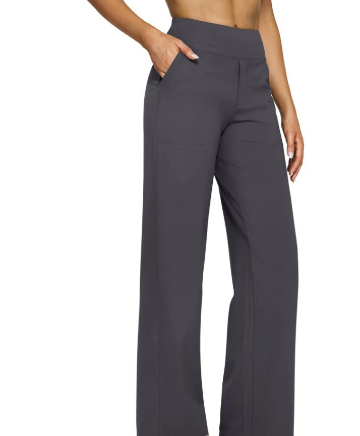 High-Waist Straight-Leg Yoga Pants with Pockets