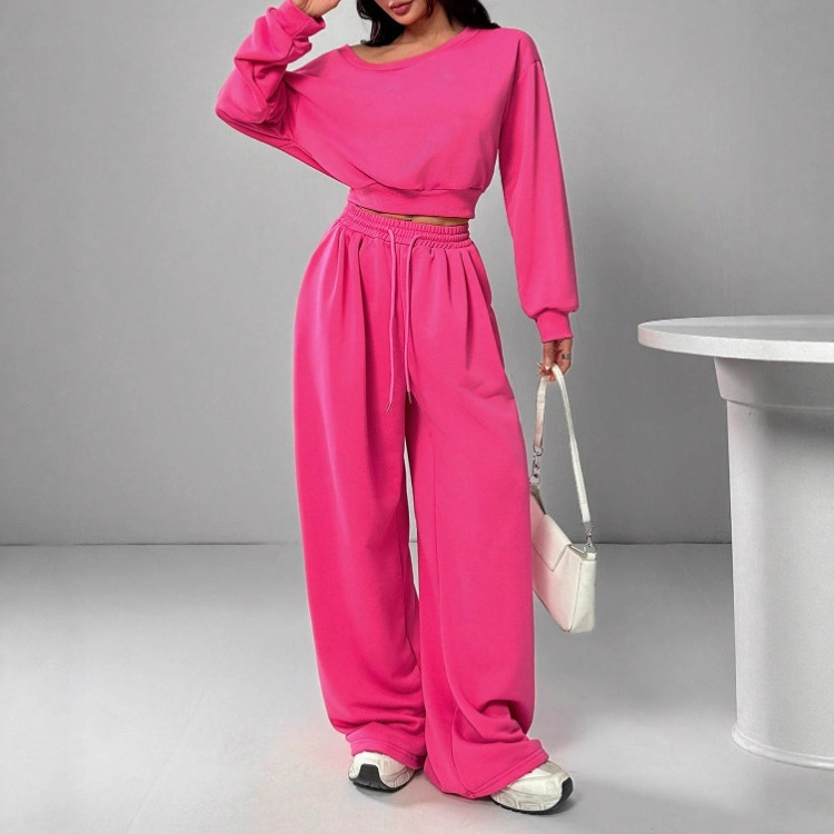 Women's Off-Shoulder Long-Sleeve Knit Sweatsuit Set