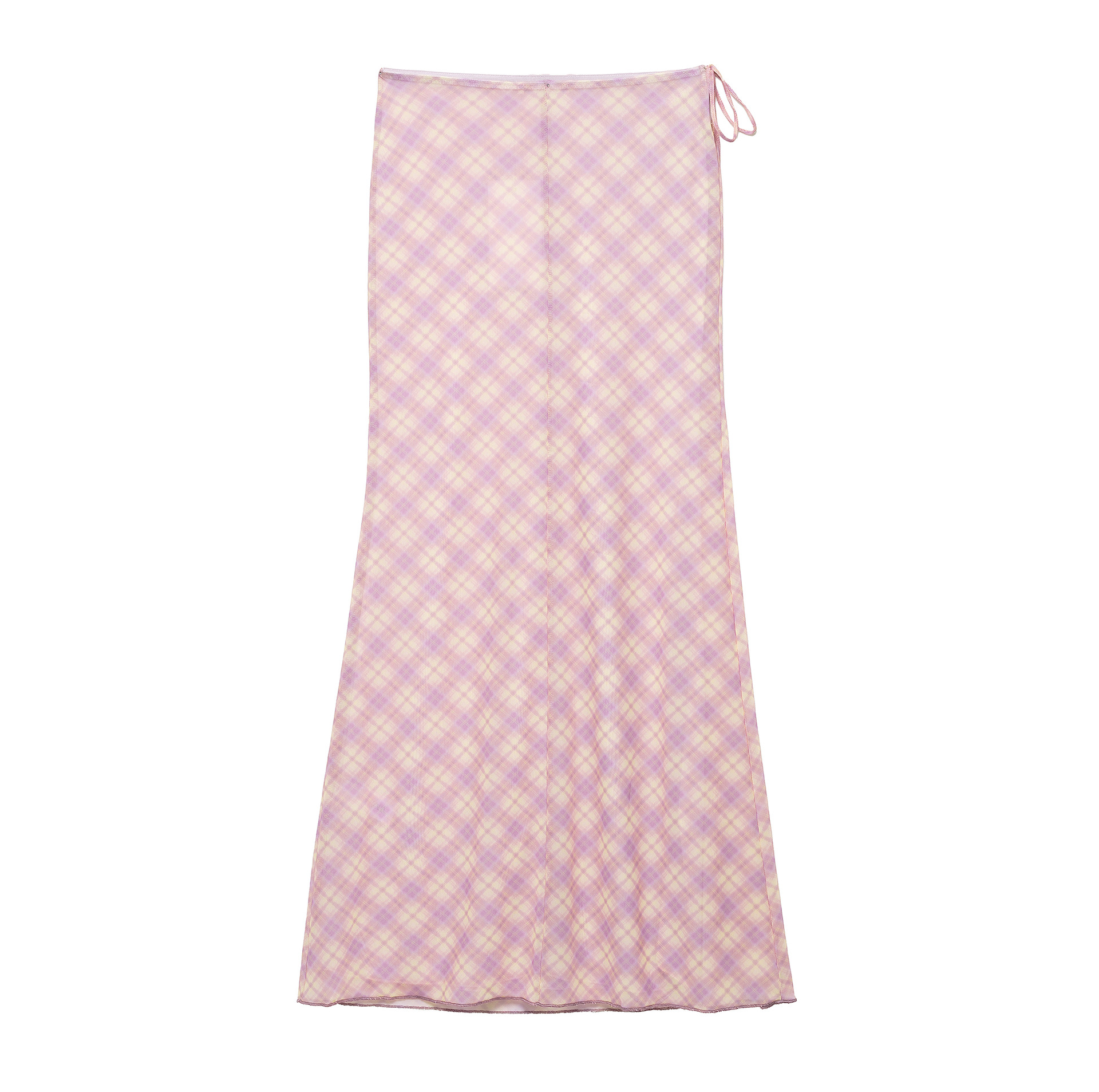 Pink Plaid Top and Midi Skirt Set