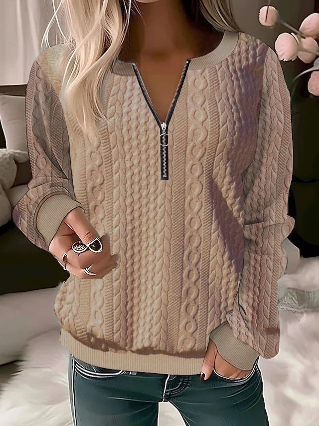 Women's Quilted Pullover Hoodie with Zip Front