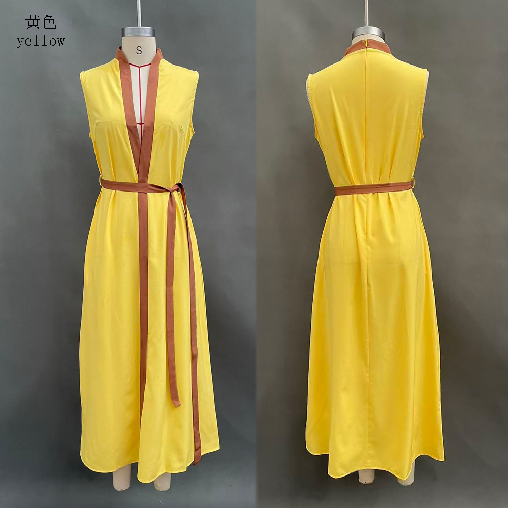 Color-Block Sleeveless Casual Dress