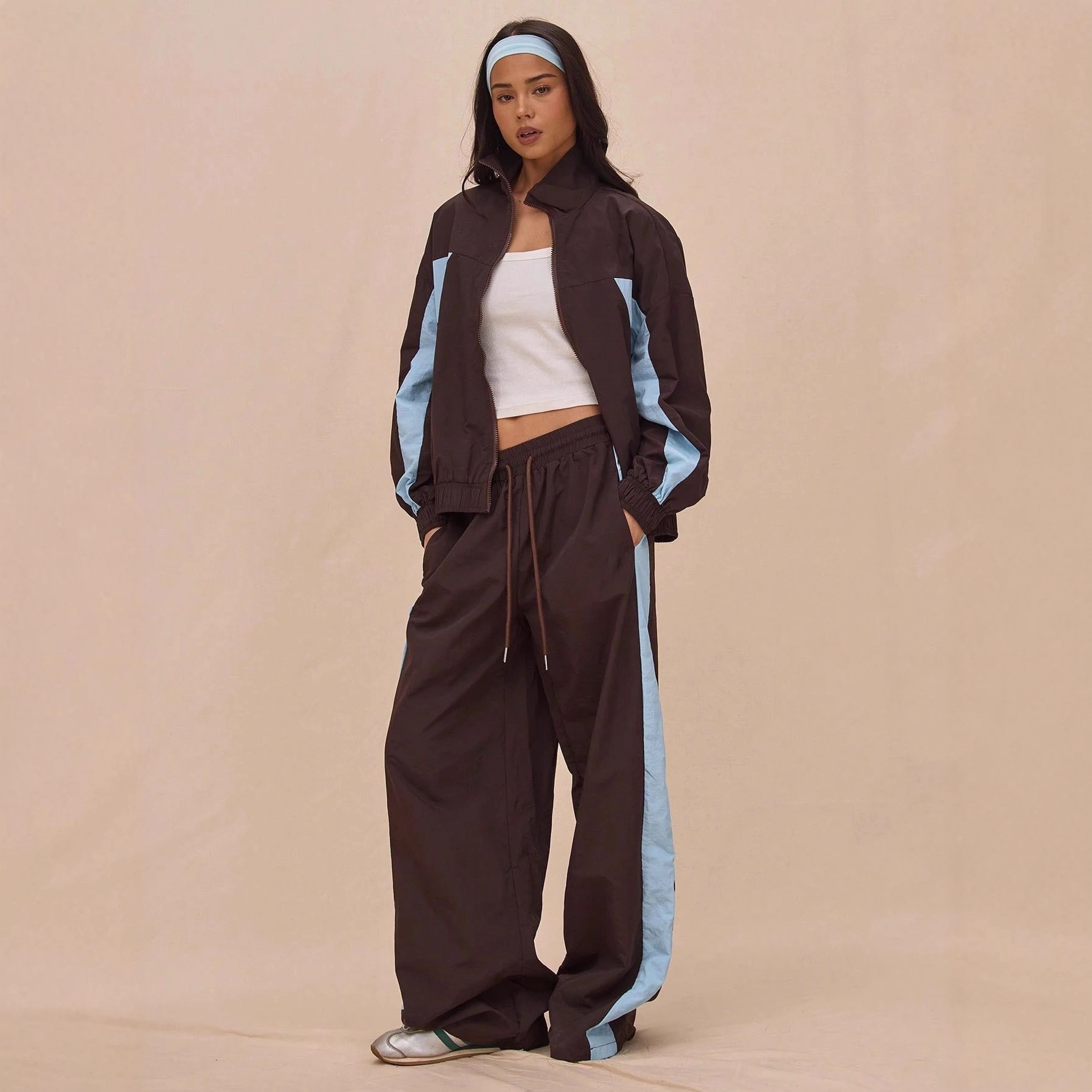 Striped Zip Jacket and Tie-Waist Pants Set