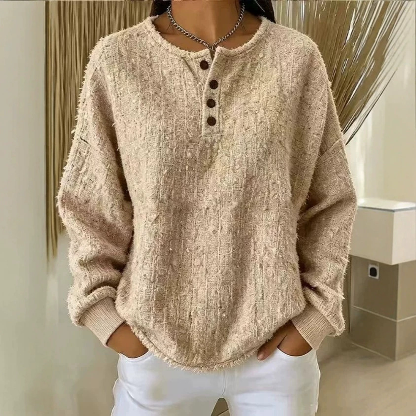 Women's Casual Loose Button Pullover Hoodie Top