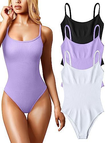 Women's Ribbed Sleeveless Spaghetti Strap Bodysuit