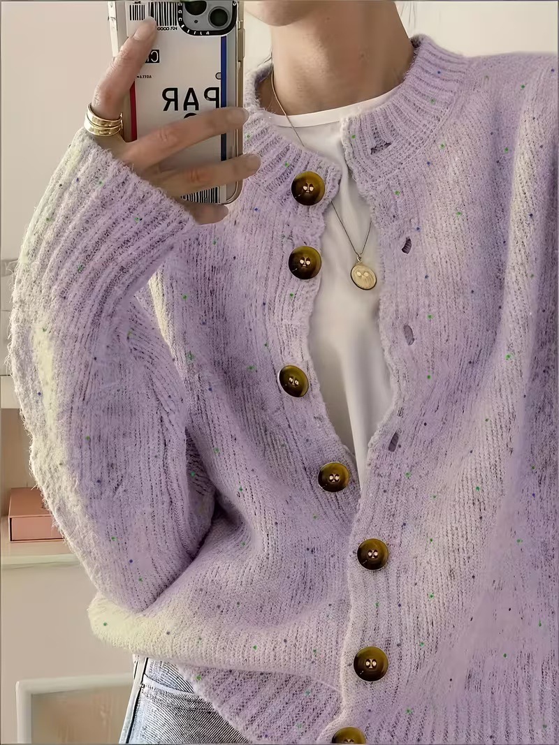 Women's Single-Breasted Knit Cardigan Short Sweater Jacket