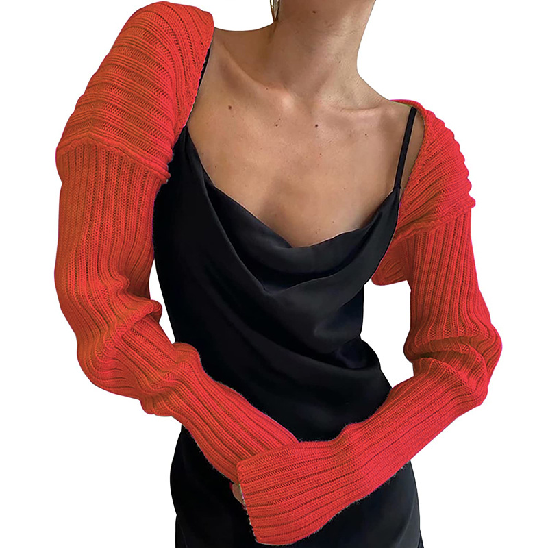 Sexy Solid Color Cropped Knit Cardigan Long Sleeve Sweater Jacket