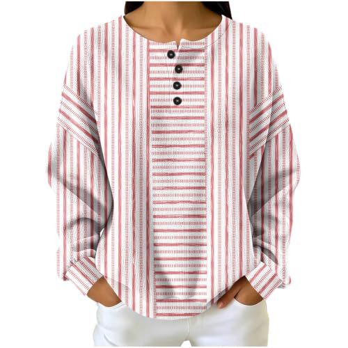 Women's Striped Print Button Casual Sweatshirt