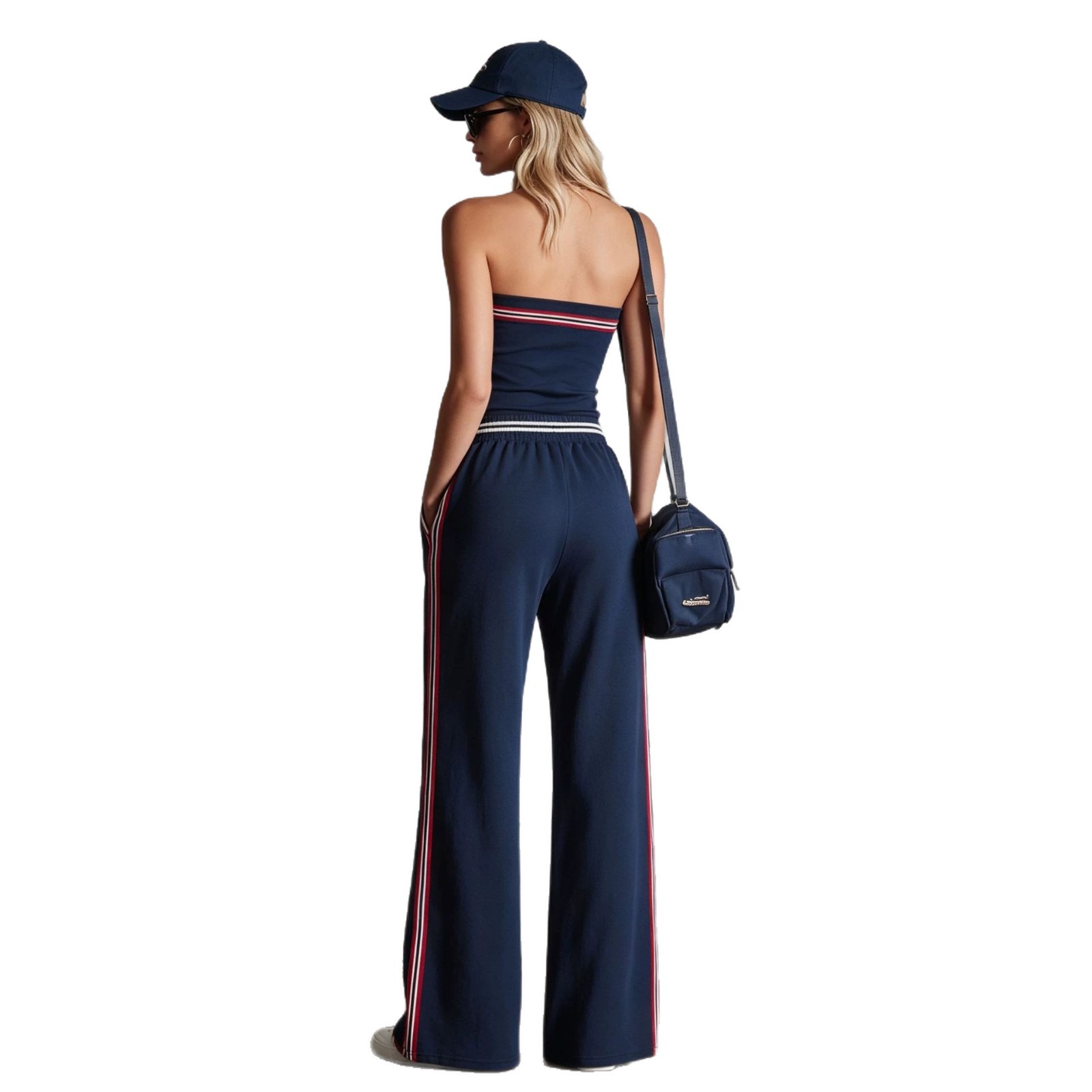 Striped Tube Top & Wide Leg Pants Two-Piece Set