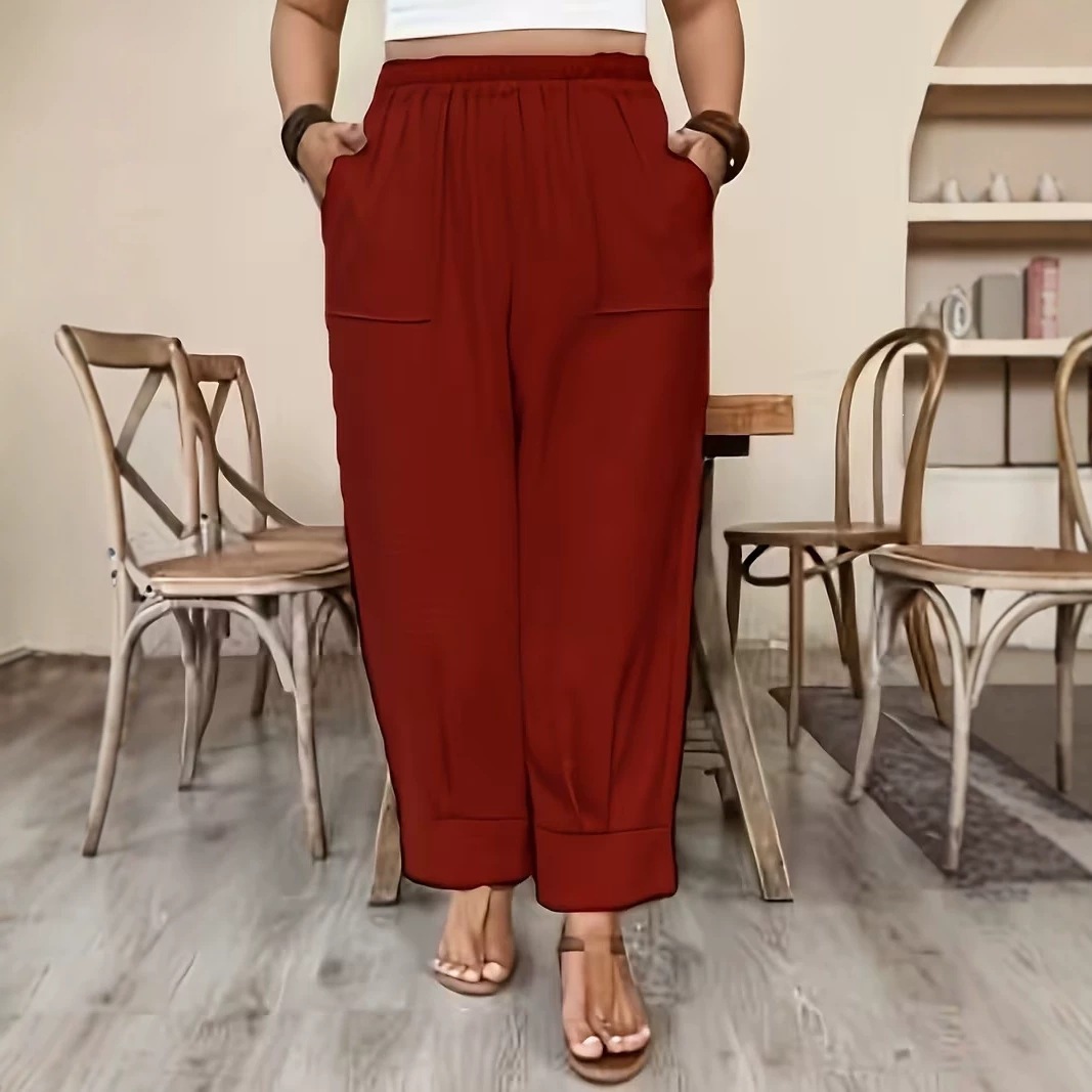 Women's Casual Loose Carrot Pants Plus Size Solid Color