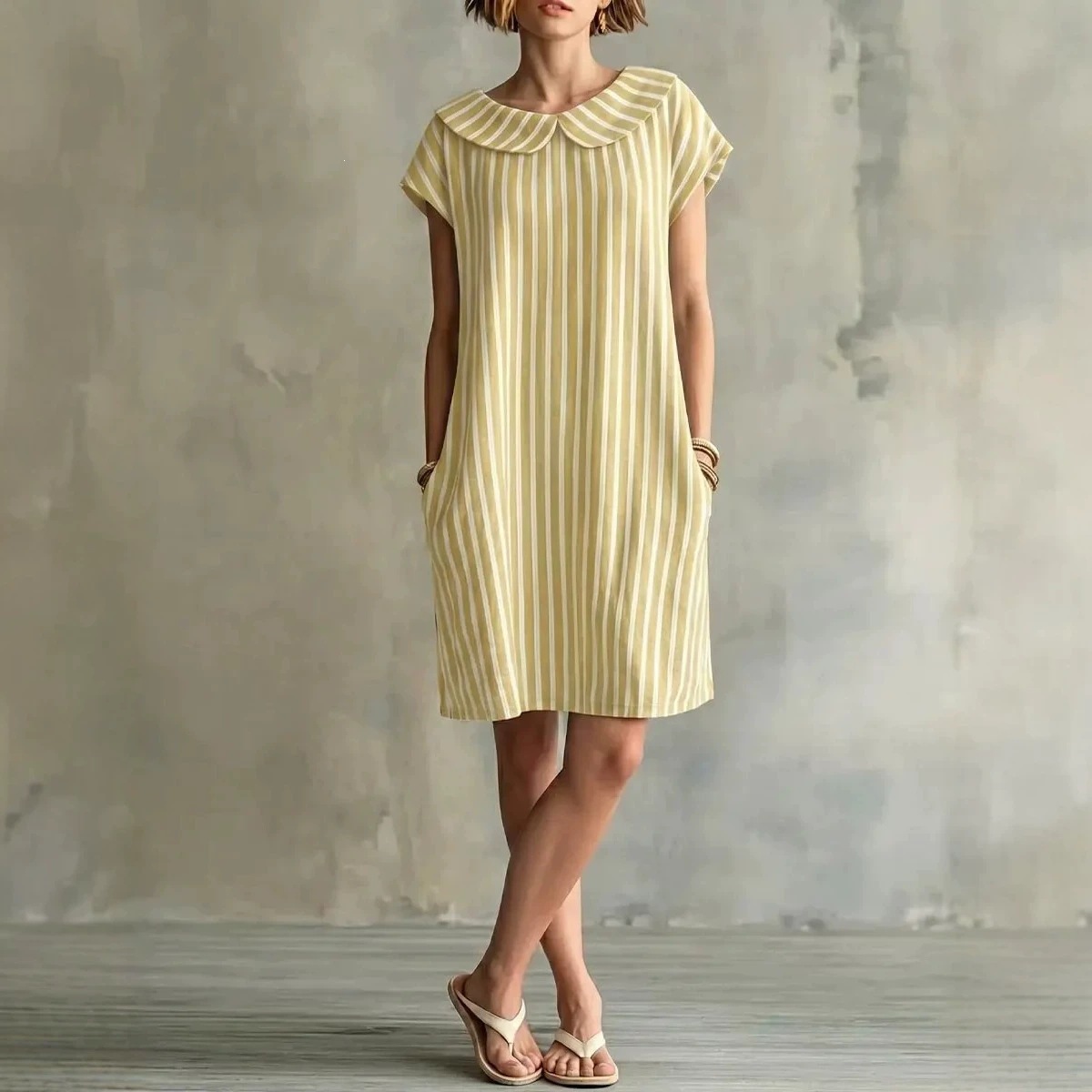 Elegant Striped Print Dress for Women