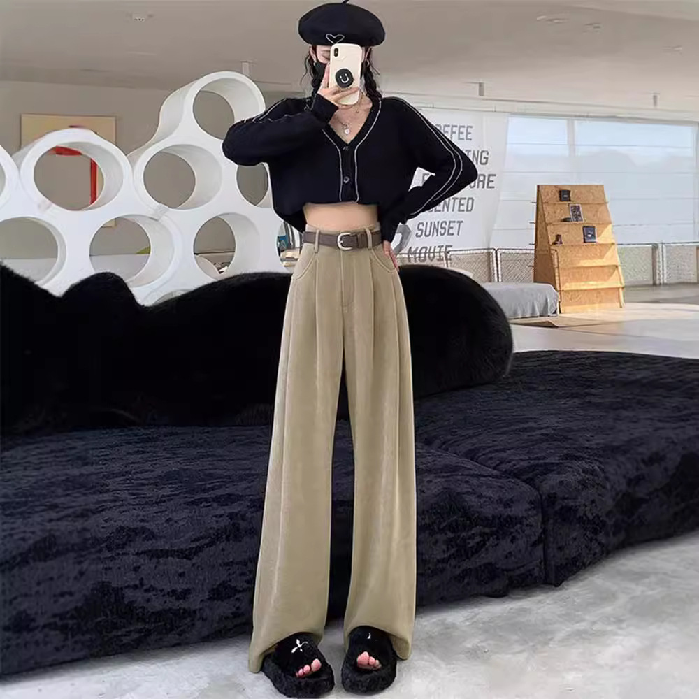 Maillard Wide-Leg Women's Pants High-Waist Straight-Leg Slimming