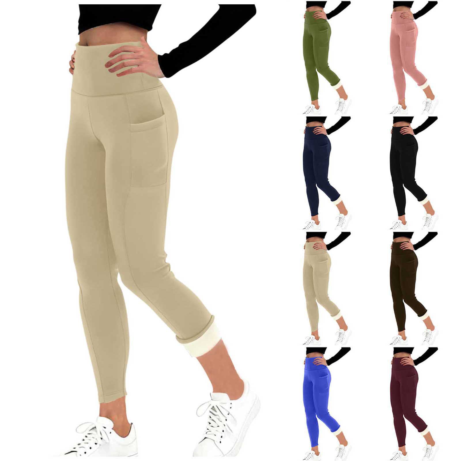 Fleece-Lined High-Waist Yoga Leggings with Pockets