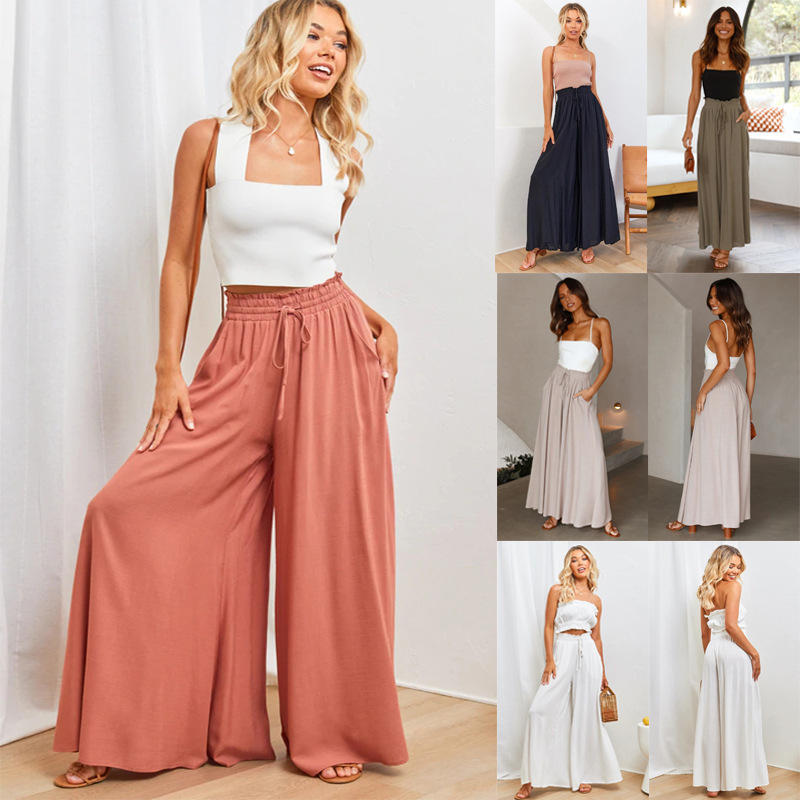 Women's Summer Wide-Leg Pants High-Waist Loose Casual